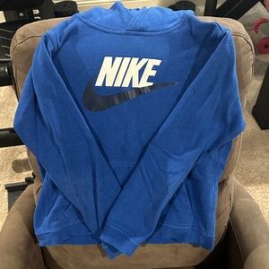 Boys Nike Royal Blue Sweatshirt with white Nike Logo and dark blue swoosh